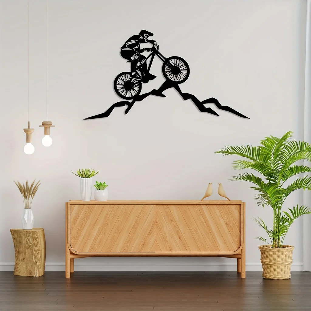 Home Decor Trends - HelloYoung Mountain Biker Metal Wall Art,