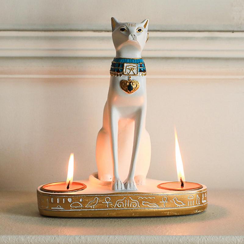 Home Decor Modern Organic - Gatto egiziano Candeliere Figurina in resina