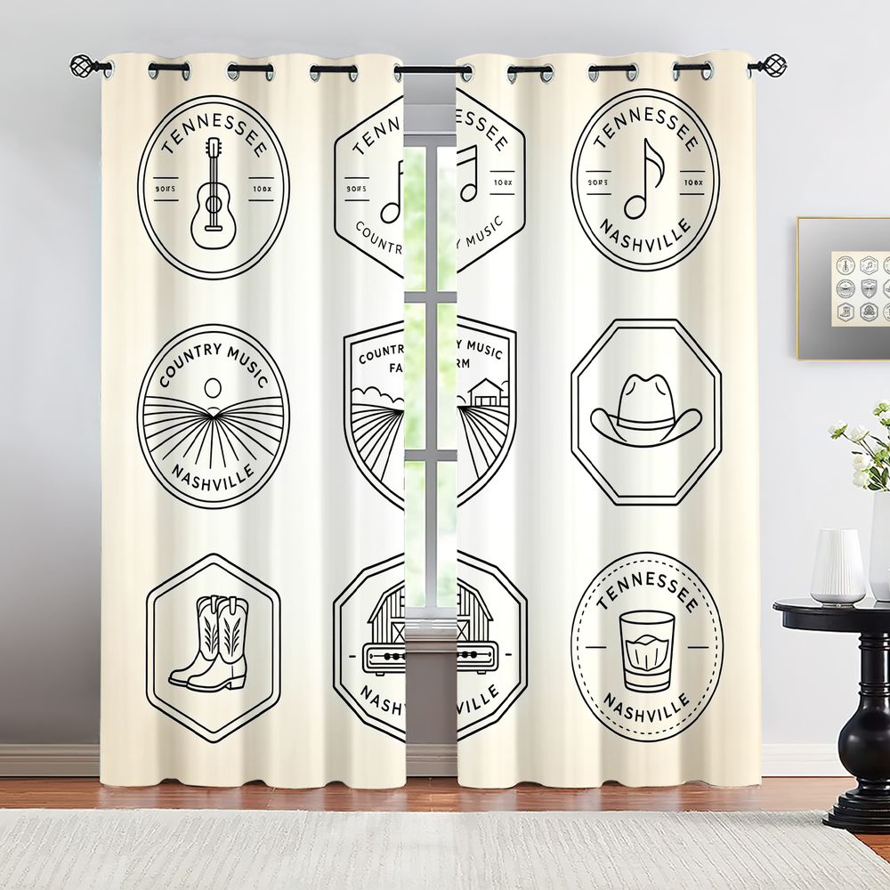 Home Decor White - Tende a tema country music del