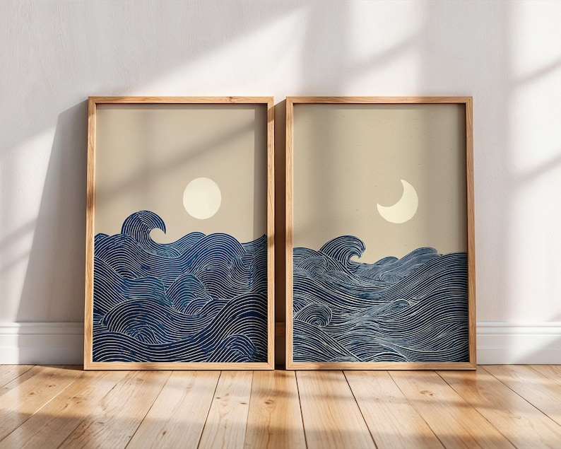 Home Decor Japandi Style - 2 Stampe su Tela Minimaliste Japandi
