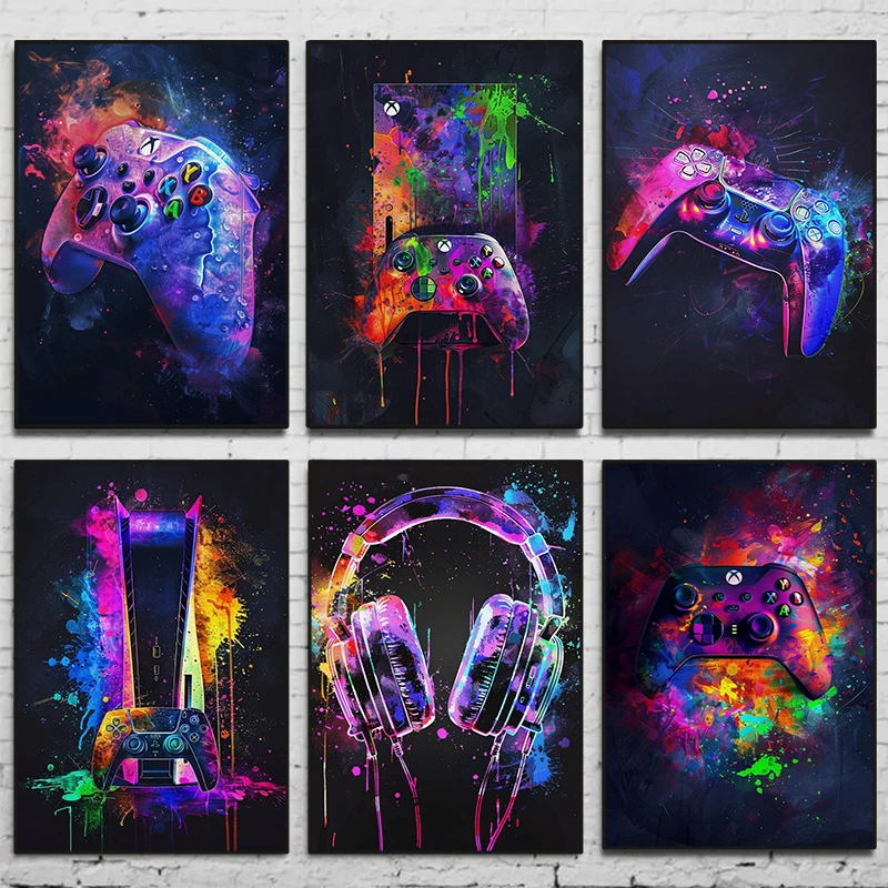 Home Decor Xbox Games - Poster di Videogiochi in Stile Acquerello