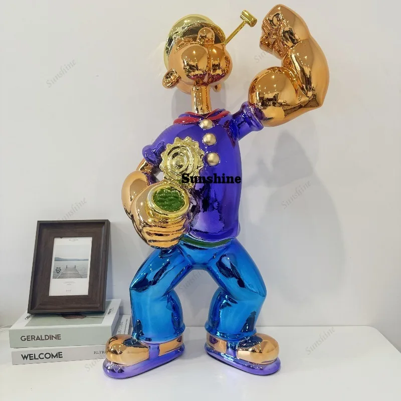 Home Decor Modern Organic - Statuetta di Popeye Elettroplaccata, Scultura Moderna