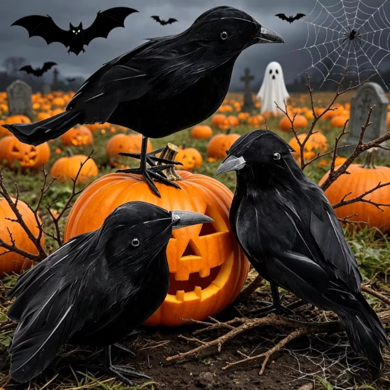 Home Decor Inspo - Corvo Nero Decorativo di Halloween, Realistico