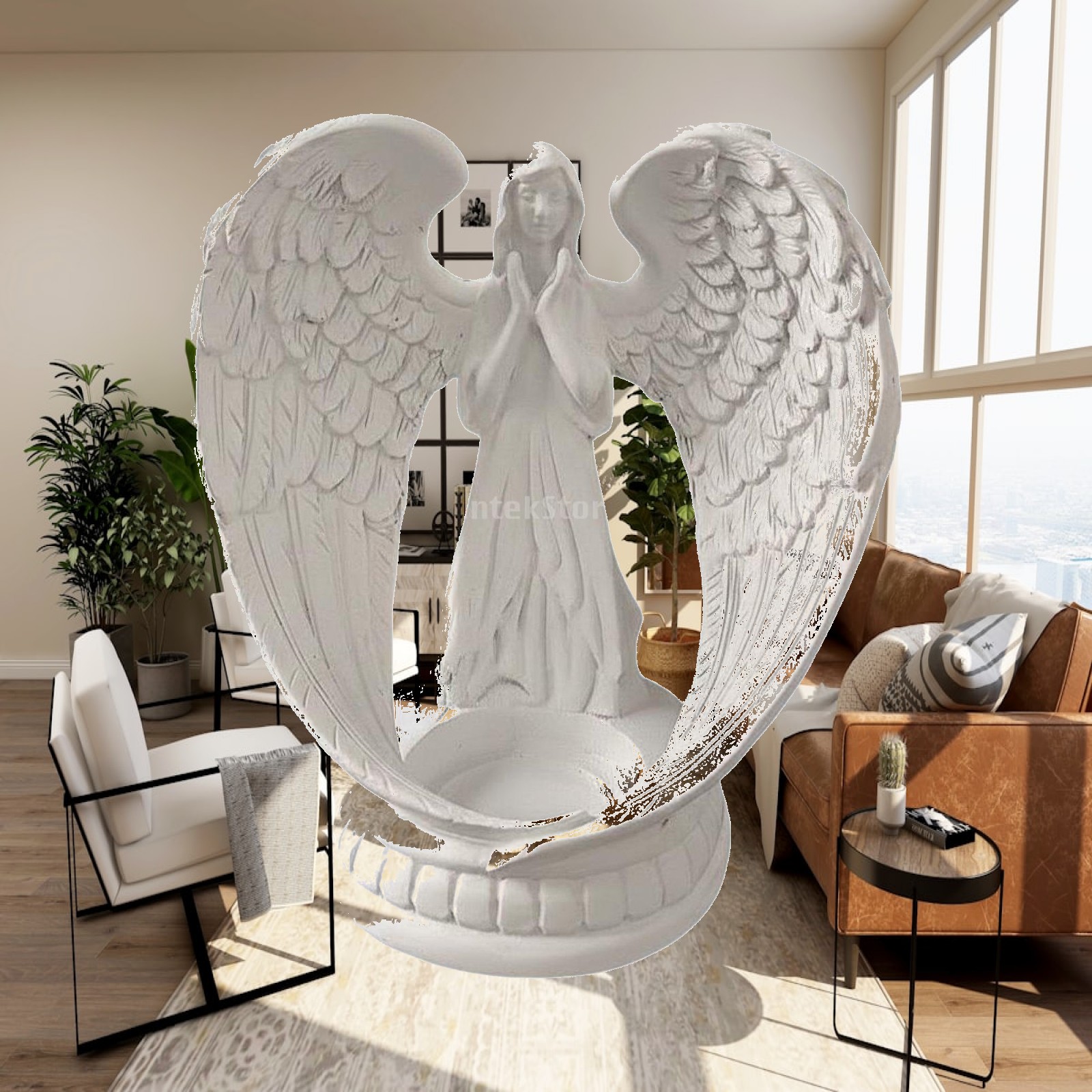 Home Decor White - Statua di Angelo in Resina Bianca,