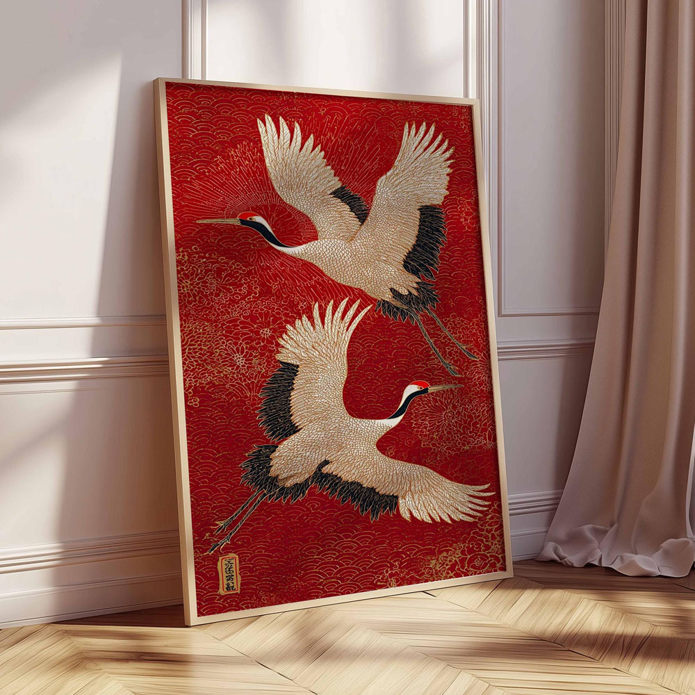 Home Decor Japandi Style - Gru volanti giapponesi Stampe su tela